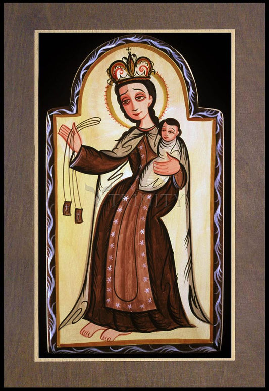 Our Lady of Mt. Carmel - Wood Plaque Premium by Br. Arturo Olivas, OFS - Trinity Stores