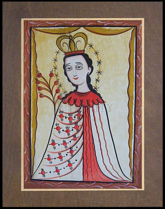 Our Lady of the Roses - Wood Plaque Premium by Br. Arturo Olivas, OFS - Trinity Stores