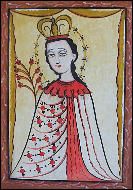 Our Lady of the Roses - Wood Plaque by Br. Arturo Olivas, OFS - Trinity Stores