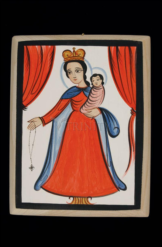 Our Lady of the Rosary - Wood Plaque by Br. Arturo Olivas, OFS - Trinity Stores