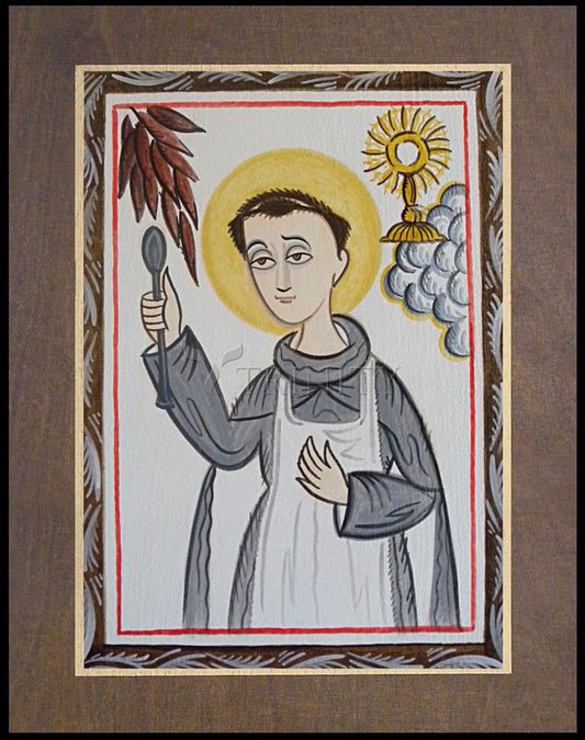 St. Pascal Baylon - Wood Plaque Premium by Br. Arturo Olivas, OFS - Trinity Stores