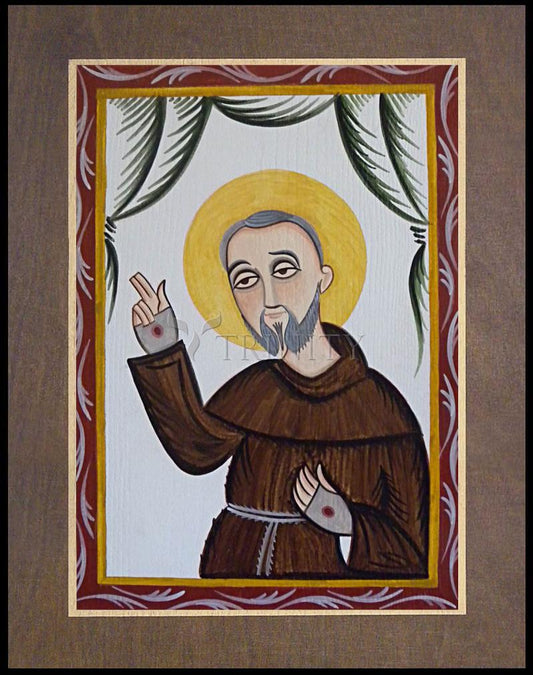 St. Padre Pio - Wood Plaque Premium by Br. Arturo Olivas, OFS - Trinity Stores