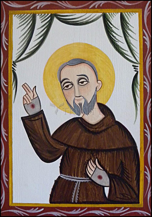 St. Padre Pio - Wood Plaque by Br. Arturo Olivas, OFS - Trinity Stores