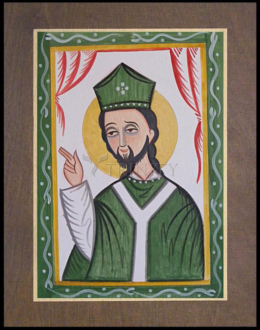 St. Patrick - Wood Plaque Premium by Br. Arturo Olivas, OFS - Trinity Stores