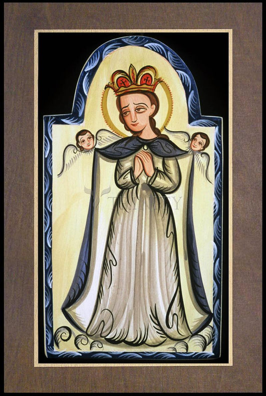 Our Lady, Queen of the Angels - Wood Plaque Premium by Br. Arturo Olivas, OFS - Trinity Stores