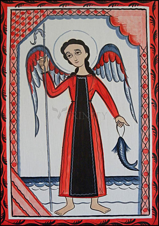 St. Raphael Archangel - Wood Plaque by Br. Arturo Olivas, OFS - Trinity Stores