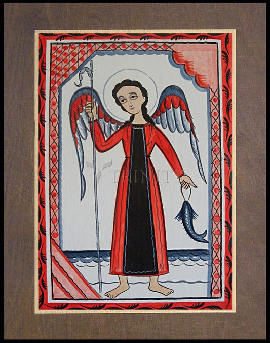 St. Raphael Archangel - Wood Plaque Premium by Br. Arturo Olivas, OFS - Trinity Stores