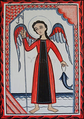 Wood Plaque - St. Raphael Archangel by A. Olivas