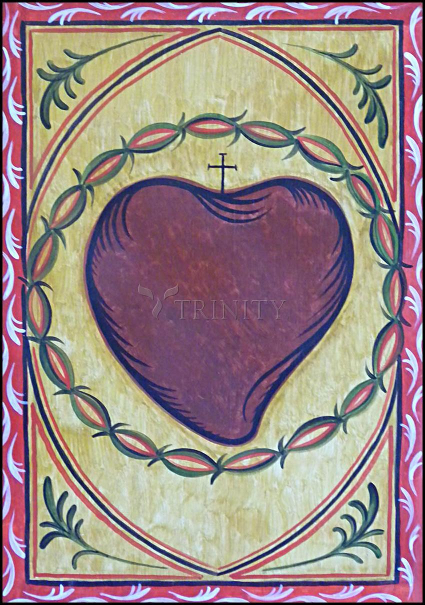Sacred Heart - Wood Plaque by Br. Arturo Olivas, OFS - Trinity Stores