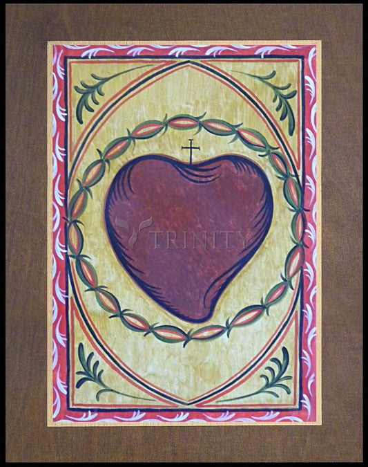 Sacred Heart - Wood Plaque Premium by Br. Arturo Olivas, OFS - Trinity Stores