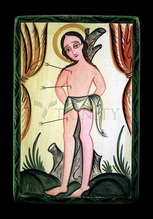 St. Sebastian - Holy Card by Br. Arturo Olivas, OFS - Trinity Stores