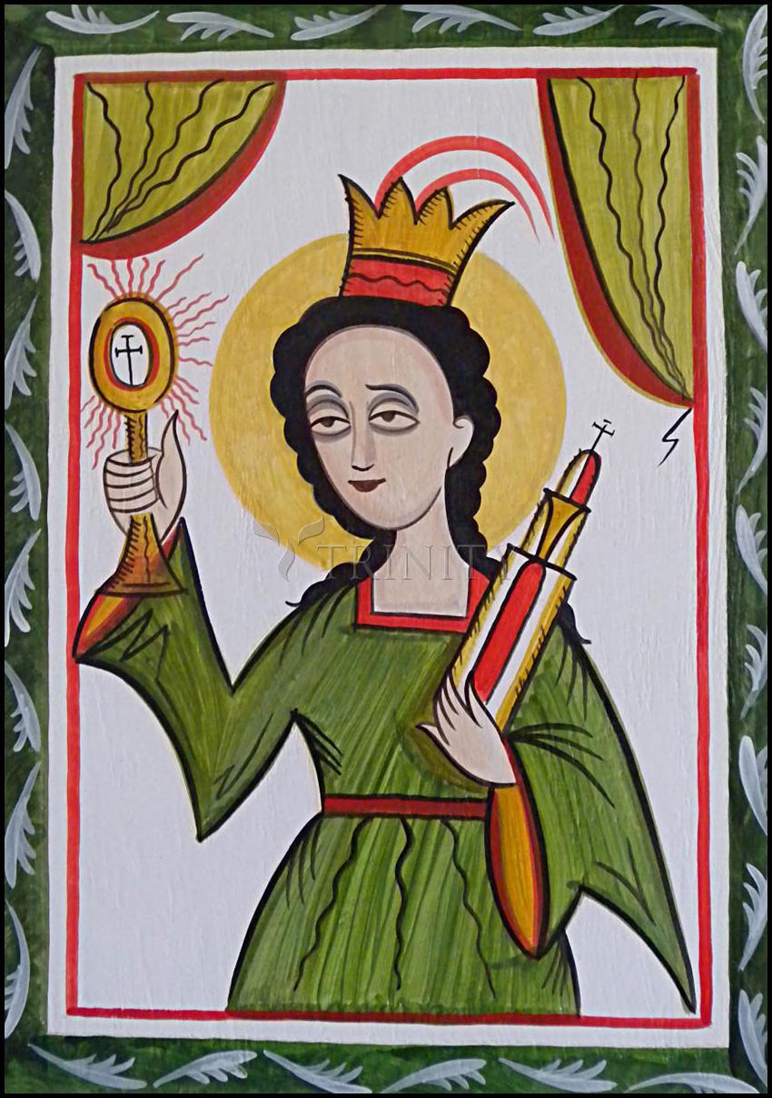 St. Barbara - Wood Plaque by Br. Arturo Olivas, OFS - Trinity Stores