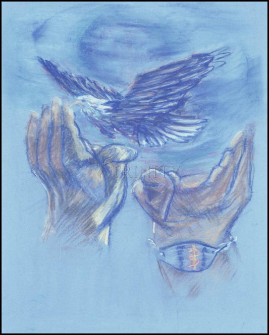 Eagle Flying in Freedom - Wood Plaque by Fr. Bob Gilroy, SJ - Trinity Stores