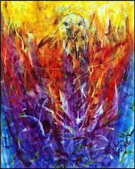 Wood Plaque - Eagles In Fire by B. Gilroy