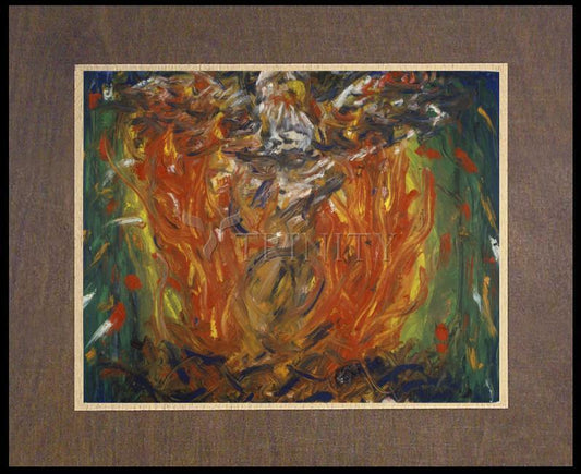 Eagle in Fire That Does Not Burn - Wood Plaque Premium by Fr. Bob Gilroy, SJ - Trinity Stores