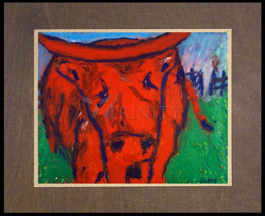 Red Bull - Wood Plaque Premium by Fr. Bob Gilroy, SJ - Trinity Stores