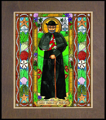 St. Damien of Molokai - Wood Plaque Premium by Brenda Nippert - Trinity Stores