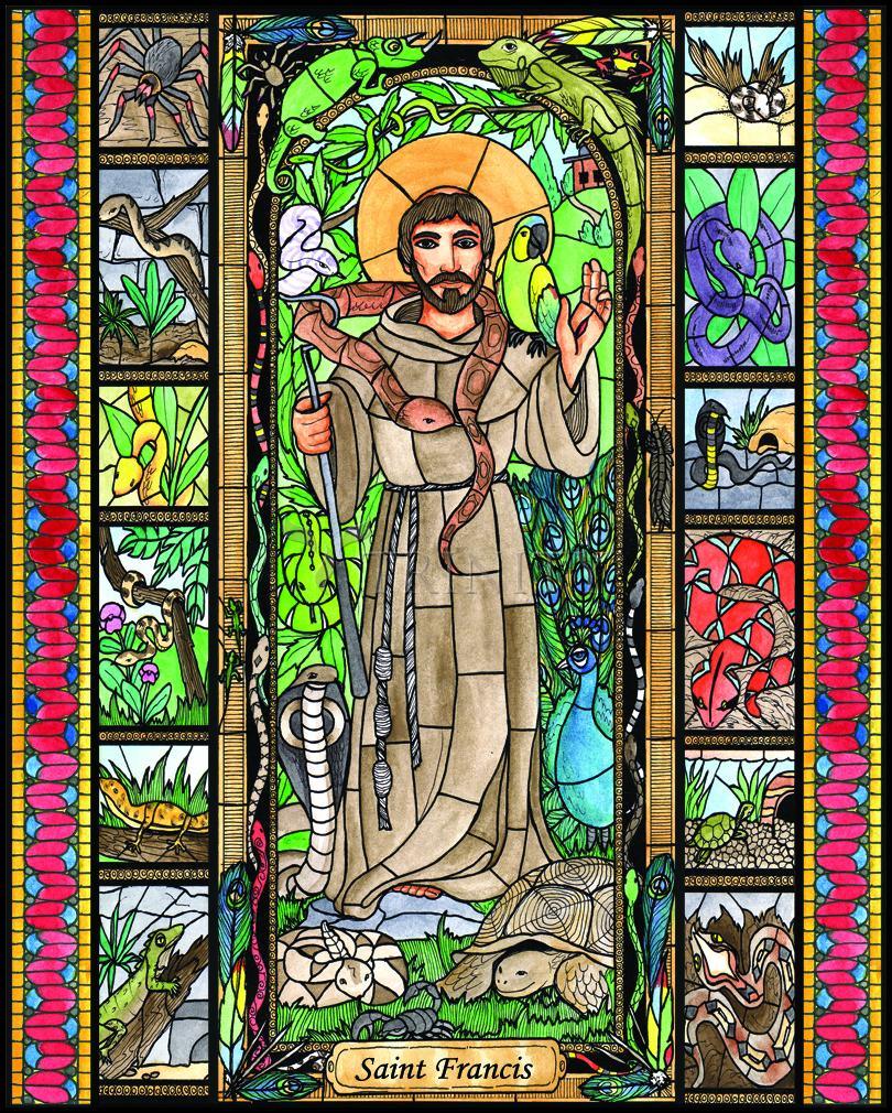 St. Francis, Patron of Exotic Animals - Wood Plaque by Brenda Nippert - Trinity Stores