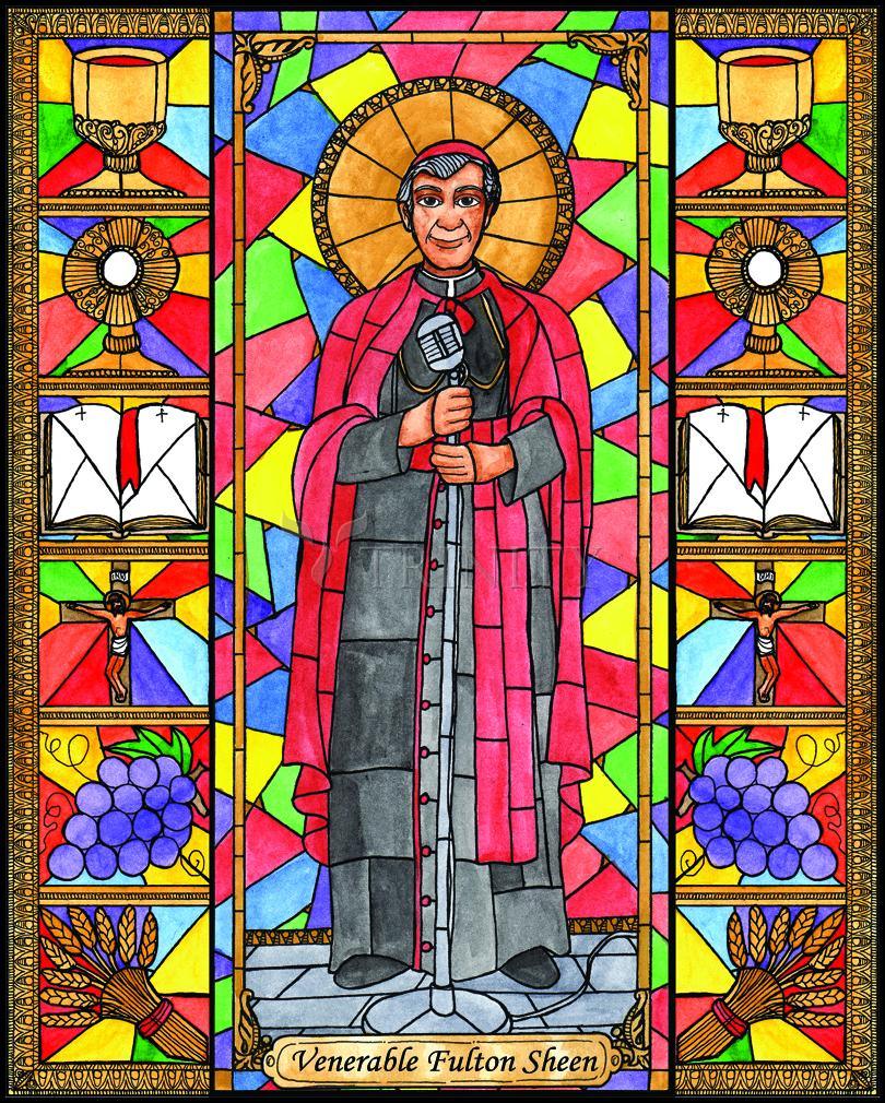 Ven. Fulton Sheen - Wood Plaque by Brenda Nippert - Trinity Stores