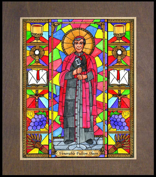 Ven. Fulton Sheen - Wood Plaque Premium by Brenda Nippert - Trinity Stores