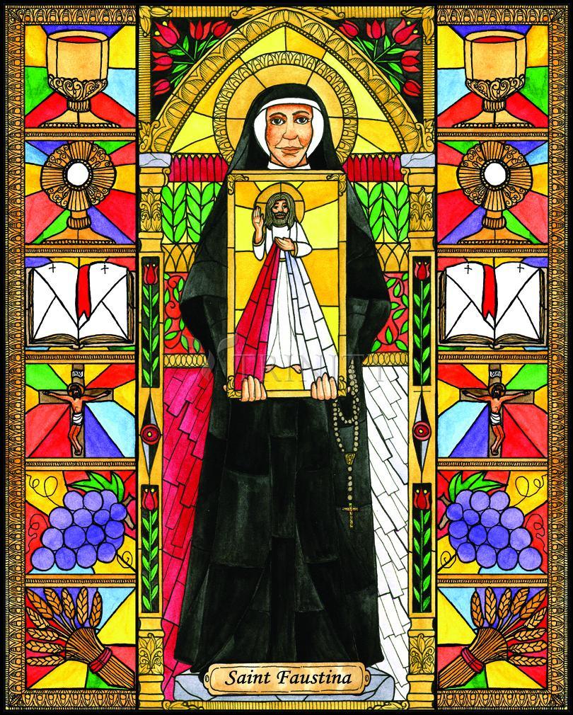 St. Faustina - Wood Plaque by Brenda Nippert - Trinity Stores