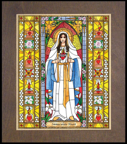 Immaculate Heart of Mary - Wood Plaque Premium by Brenda Nippert - Trinity Stores