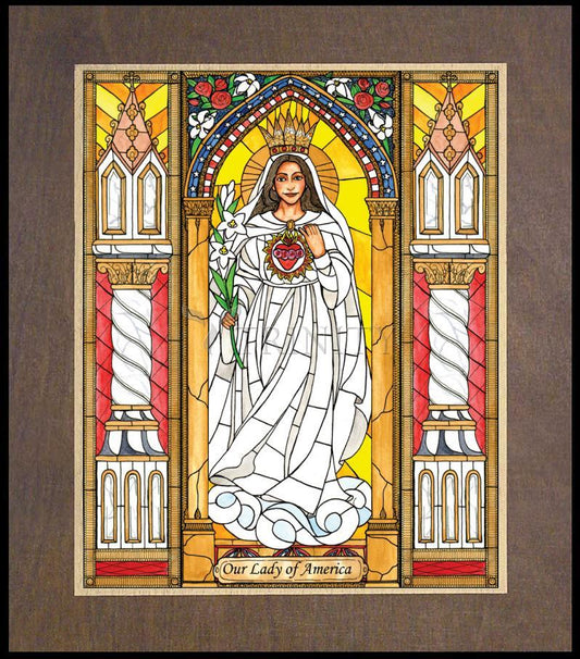 Our Lady of America - Wood Plaque Premium by Brenda Nippert - Trinity Stores
