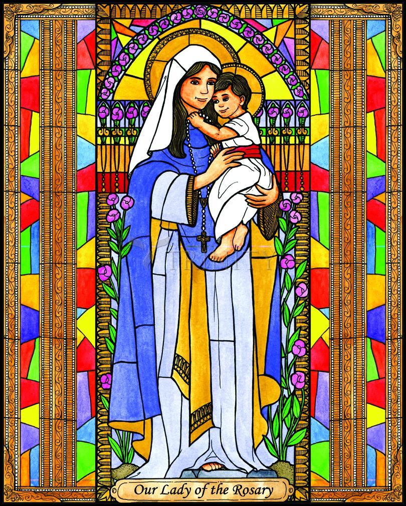 Our Lady of the Rosary - Wood Plaque by Brenda Nippert - Trinity Stores