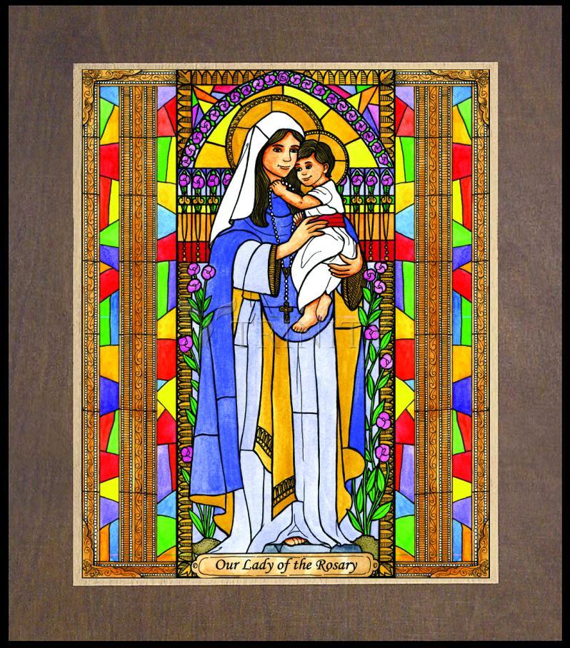 Our Lady of the Rosary - Wood Plaque Premium by Brenda Nippert - Trinity Stores