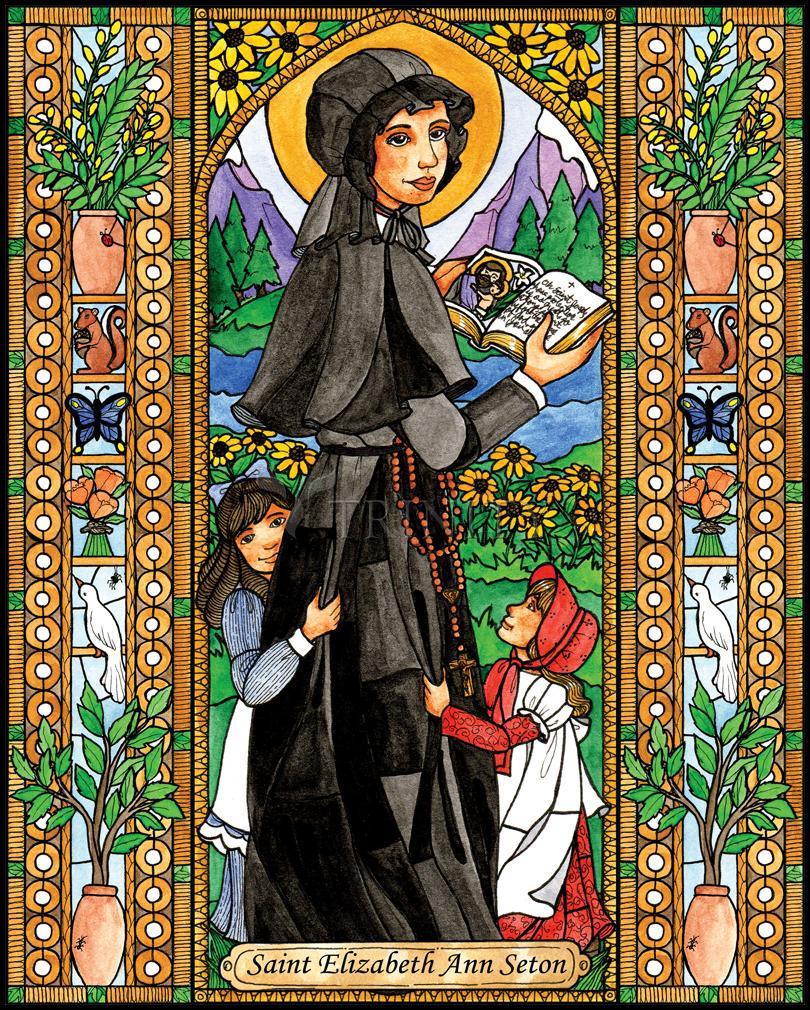 St. Elizabeth Ann Seton - Wood Plaque by Brenda Nippert - Trinity Stores