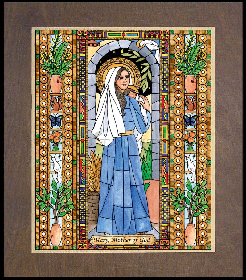 Mary, Mother of God - Wood Plaque Premium by Brenda Nippert - Trinity Stores