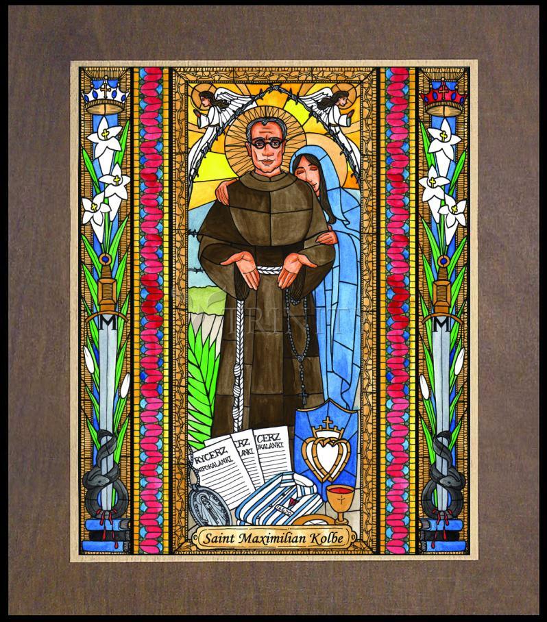 St. Maximilian Kolbe - Wood Plaque Premium by Brenda Nippert - Trinity Stores