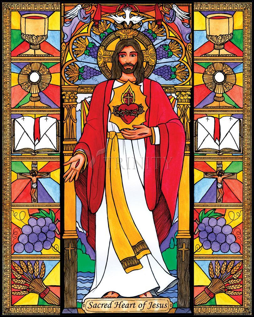 Sacred Heart of Jesus - Wood Plaque by Brenda Nippert - Trinity Stores