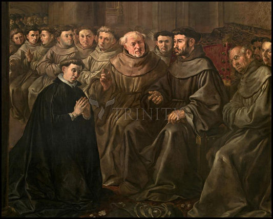St. Bonaventure Receiving Habit from St. Francis - Wood Plaque by Museum Classics - Trinity Stores