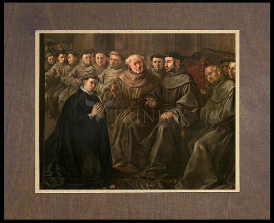 St. Bonaventure Receiving Habit from St. Francis - Wood Plaque Premium by Museum Classics - Trinity Stores