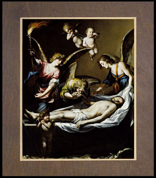 Christ with Lamenting Angels - Wood Plaque Premium by Museum Classics - Trinity Stores