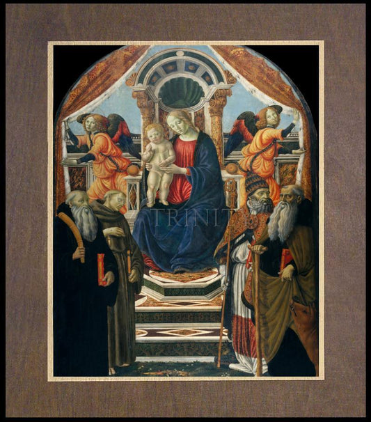 Madonna and Child Enthroned with Saints and Angels - Wood Plaque Premium by Museum Classics - Trinity Stores