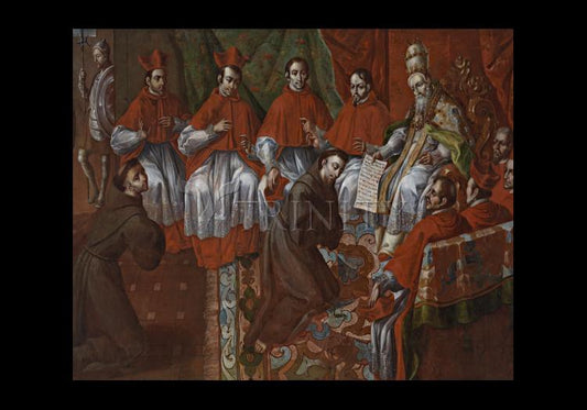 St. Francis of Assisi Before Pope - Holy Card by Museum Classics - Trinity Stores
