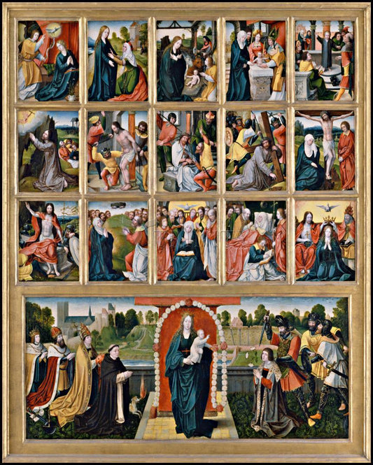 Fifteen Mysteries and Mary of the Rosary - Wood Plaque by Museum Classics - Trinity Stores