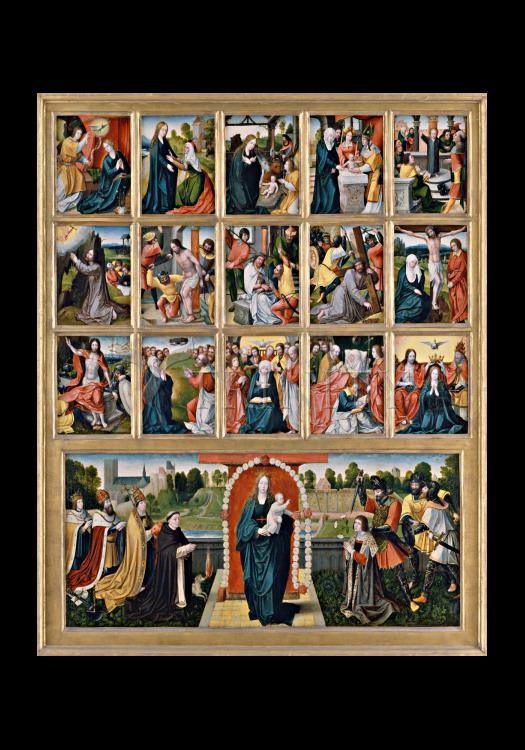 Fifteen Mysteries and Mary of the Rosary - Holy Card by Museum Classics - Trinity Stores