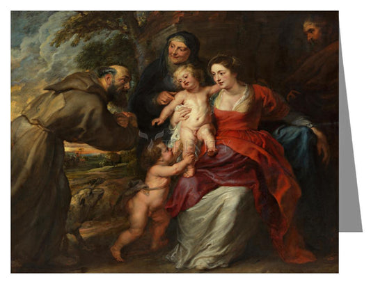 Holy Family with Sts. Francis and Anne and Infant St. John the Baptist - Note Card Custom Text by Museum Classics - Trinity Stores