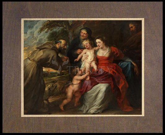 Holy Family with Sts. Francis and Anne and Infant St. John the Baptist - Wood Plaque Premium by Museum Classics - Trinity Stores