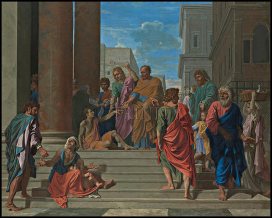 Sts. Peter and John Healing Lame Man - Wood Plaque by Museum Classics - Trinity Stores