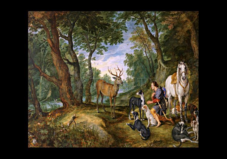 Vision of St. Hubert - Holy Card by Museum Classics - Trinity Stores