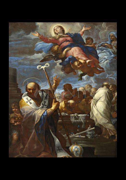 Assumption of Mary with Sts. Anne and Nicholas of Myra - Holy Card by Museum Classics - Trinity Stores