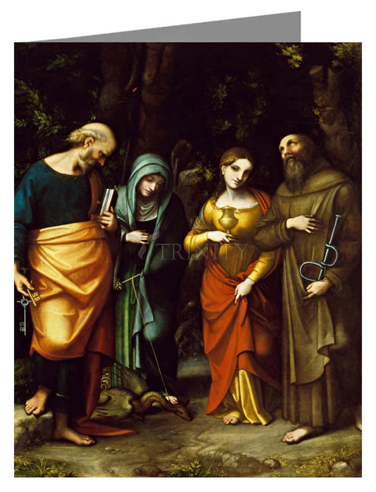 Sts. Peter, Martha, Mary Magdalen, and Leonard - Note Card Custom Text by Museum Classics - Trinity Stores