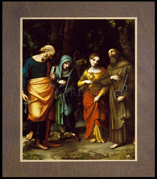 Sts. Peter, Martha, Mary Magdalen, and Leonard - Wood Plaque Premium by Museum Classics - Trinity Stores