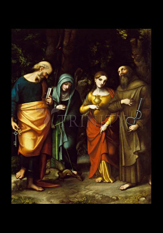 Sts. Peter, Martha, Mary Magdalen, and Leonard - Holy Card by Museum Classics - Trinity Stores