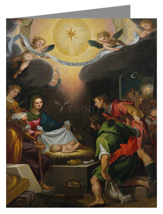 Adoration of the Shepherds with St. Catherine of Alexandria - Note Card Custom Text by Museum Classics - Trinity Stores