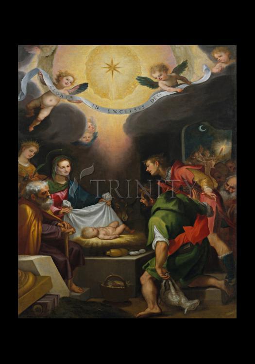 Adoration of the Shepherds with St. Catherine of Alexandria - Holy Card by Museum Classics - Trinity Stores